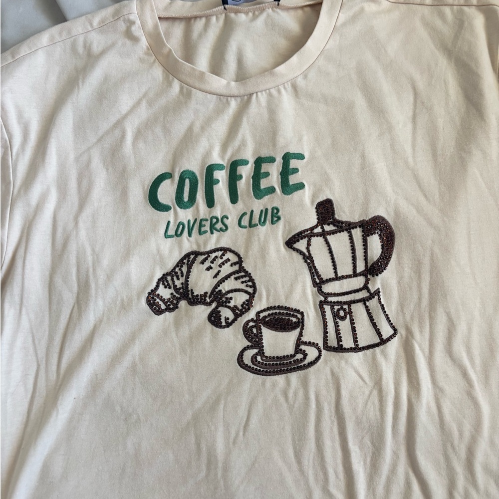 "Coffee Lovers Club" Cream Tee